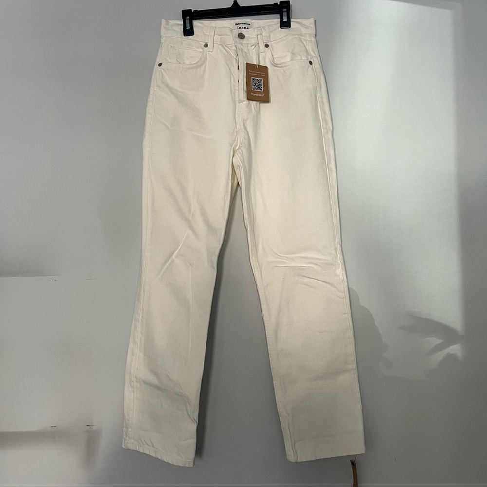 Reformation Cynthia High Rise Straight Jeans Vintage White - Size 27